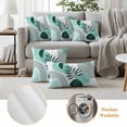 thumbnail image 6 of Boho Geometric Outdoor Waterproof Pillow Covers, Aqua Ethnic Abstract Stripes Leaves Decorative Square Throw Pillowcase Sofa Cushion Sham for Patio/Couch/Chair, 16"x16" 2 Pack, 6 of 8