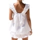 thumbnail image 3 of Conjunto de pijama de verano para mujer, 2 piezas, con volantes, sin mangas, camisetas holgadas y minipantalones cortos, ropa de estar por casa, 3 of 6