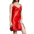 thumbnail image 2 of Diseño con cuello en V Cómodo camisón de encaje de seda de hielo para mujer Camisón sexy Ropa de dormir Camisón de encaje con tirantes para el hogar, 2 of 8