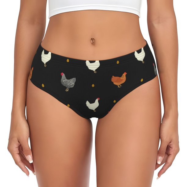 Fotbe Funny Chicken Calzones Estampados para Mujer – Ropa Interior de Algodón, Cómoda, Suave y Elástica-Small
