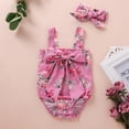 thumbnail image 3 of Penkiiy Newborn Infant Baby Girls Floral Print Bowknot Bodysuit Suspender Romper Cotton One-piece Romper 3-6 Months Hot Pink on Sale, 3 of 9