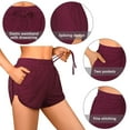 thumbnail image 3 of URATOT 2 Pack Cotton Yoga Short Women Summer Running Gym Sports Waistband Shorts with Pockets, 3 of 5
