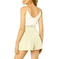 thumbnail image 5 of MODA NOVA Juniors Elegant Bow Self-Tie Belt High Paper Bag Waist Pleated Shorts Apricot L, 5 of 6