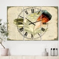thumbnail image 2 of Designart 'Colorful Elegant Feather On Old Style Newspaper IV' Large Cottage Wall Clock, 2 of 3