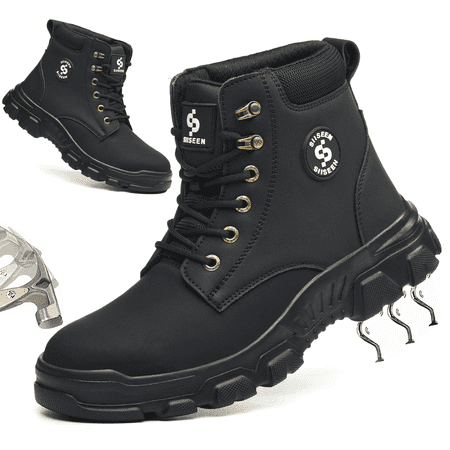 CONIVISON Steel Toe Work Boots for Man & Woman - Kevlar Puncture Proof, Lightweight Breathable Water-Resistant Safety Shoes for Industrial Construction
