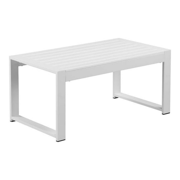 Pangea Home Chester Modern Aluminum Frame Outdoor Coffee Table in White