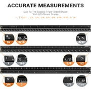 UPITOR Architectural Triangular Scale Ruler - Includes 12 inch Aluminum Architect Scale and Triangular Ruler - Suitable for Architects, Draftsmen, and Engineers Black