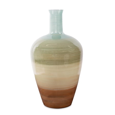 Capri Stripe Glass Bottle Vase- Short