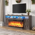 thumbnail image 6 of ChVans 3-Sided Glass Farmhouse 74" Fireplace TV Stand for TVs up to 85", Entertainment Center Console Table with 40" Electric Fireplace, 6 of 7