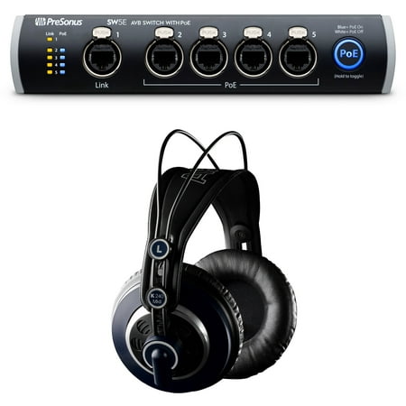 PRESONUS SW5E 5-Port AVB Switch w/ PoE, Rack Mountable+AKG K240 MKII Headphones