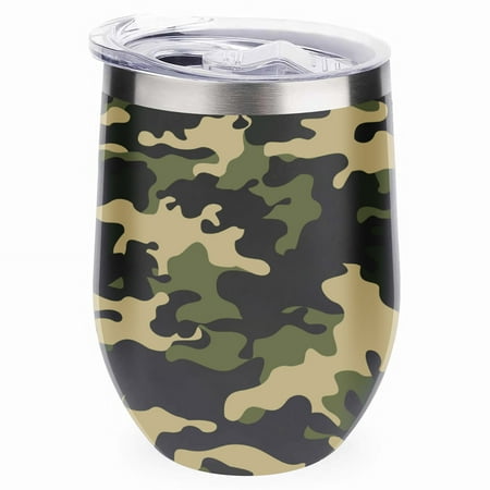 GZHJMY 1 Pcs Egg Cup, Camouflage Seamless Pattern 304 Stainless Steel Vacuum Insulated Cup, U-Shaped Red Wine Cup Eggshell Cup
