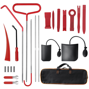 Quayub Professional Car Tool Kit,68in 5th Wheel Pin Puller Hook Long Reach Tool,Auto Trim Removal Tool & Air Wedge Pump Emergency Tool Kits(23 Pcs)