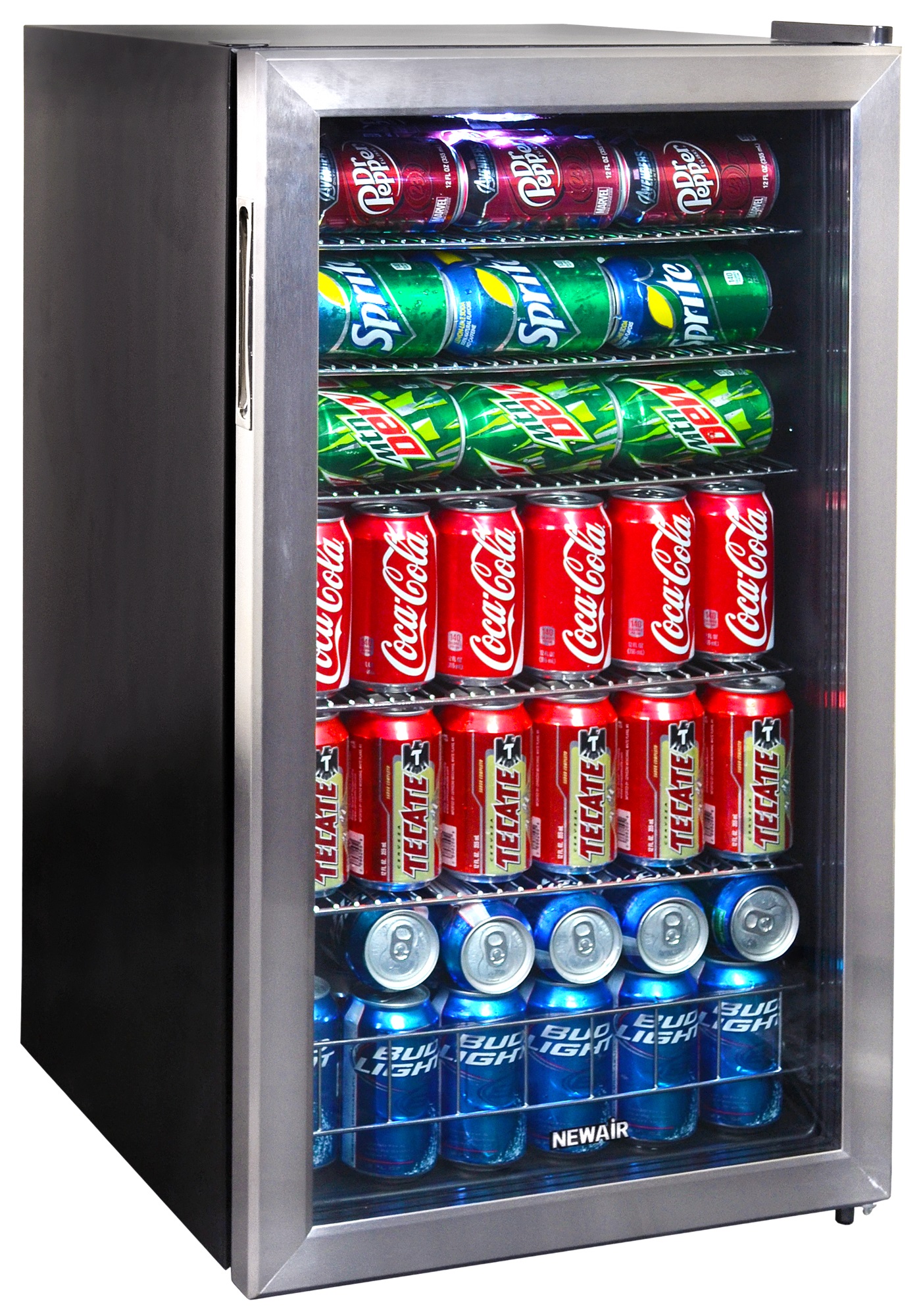 Beverage Refrigerator Cooler with 126 Can Capacity Cools to 34F Mini Bar Beer Fridge with Right Hinge Glass Door AB-1200 Stainless Steel