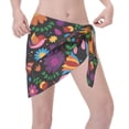 thumbnail image 2 of Wukai Colorful Floral2 Women’s Short Sarongs Beach Wrap Bikini Bottom Short Skirt Chiffon Scarf for Swimwear, 2 of 4