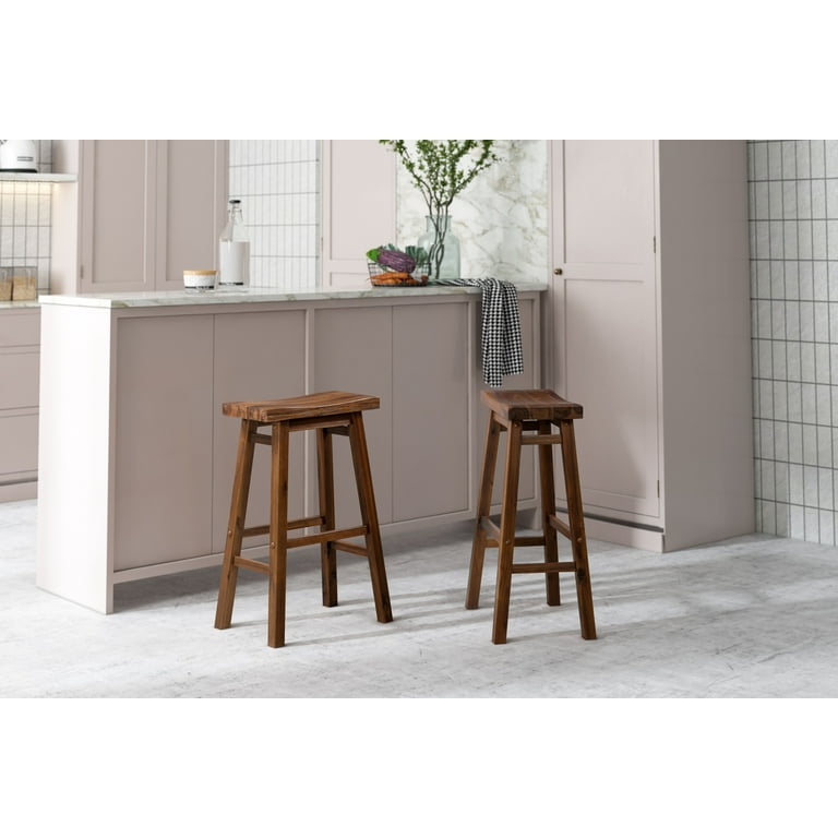 Boraam Sonoma 29 Inch Bar Height Backless Saddle Wood Bar Stool