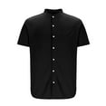 thumbnail image 4 of ZCFZJW Mens Casual Button Down Hawaiian Shirt Short Sleeve Waffled Textured Shirt Summer Beach Vacation Tees Tops with Pocket Black S, 4 of 6