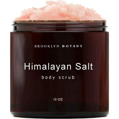 Brooklyn Botany Himalayan Salt Exfoliating Body Scrub & Foot Scrub - All Natural Exfoliator, Moisturizes With Sweet Almond Oil - Scrub Away Dead Skin - Great Gifts For Women - 10 oz