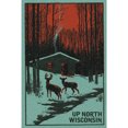 thumbnail image 4 of Up North, Wisconsin, Deer and Cabin in Winter, Woodblock (1000 Piece Puzzle, Size 19x27, Challenging Jigsaw Puzzle for Adults and Family, Made in USA), 4 of 4