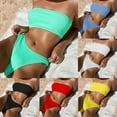 thumbnail image 2 of ENJOYW 2Pcs/Set Split Bikini Strapless Low Cut Sexy High Stretch Off Shoulder Swimwear for SwimmingPolyester, 2 of 7