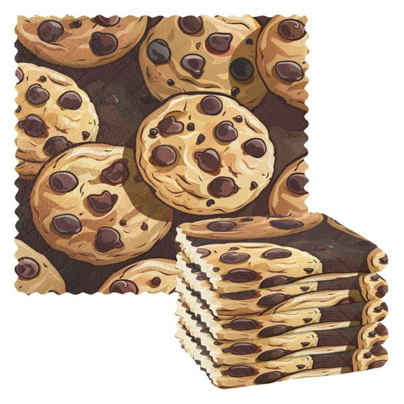 Chocolate Chip Cookies Kitchen Towels 6 Pcs Dish Towels Absorbent Soft Quick Dry Towel Dish Rags for Washing Dishes