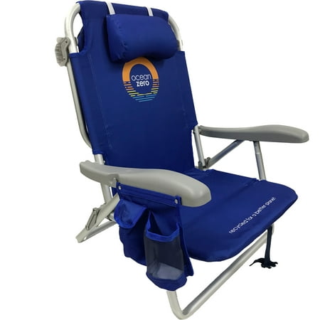 Set of 2. Ocean Zero Eco-Friendly Deluxe Backpack Beach Chair- Blue
