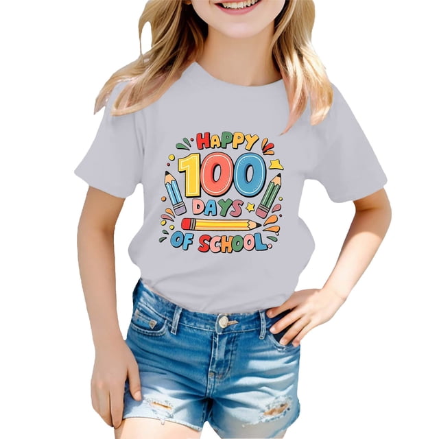 TZEWGL T-Shirts pour Enfants Imprimé Mignon Col Rond Manches Courtes Vêtements pour Tout-Petits Taille 6-7T
