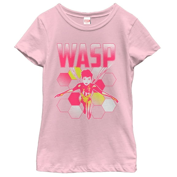Girl's Marvel Wasp Honeycomb  Graphic Tee Light Pink Medium