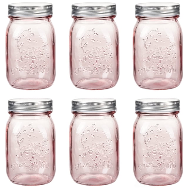 Frascos Mason Amzcku de 16 oz color rosa empolvado, paquete de 6