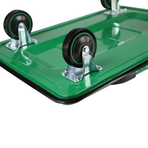 POWANLI Foldable Platform Truck, Push Dolly 660 LBS Weight Capacity, 360 Rolling, Folding Hand Truck for Luggage, Travel, Office, House (Green & Black) (35.4" x 24" x 34.6")