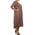 thumbnail image 3 of MOA Collection Plus Size Women's 3/4 Sleeves solid dress, 3 of 5
