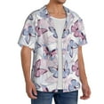 thumbnail image 4 of KLL Butterflies in Pastel Print Men's Shirt Short Sleeve Button Down Summer Cuba Beach Shirts- X-Large, 4 of 7