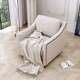 thumbnail image 5 of 360° Swivel Armchair Soft Cotton Linen Fabric Brass Nail Decor Versatile Living Room or Bedroom Chair Black Legs Indoor Home Decor, 5 of 9