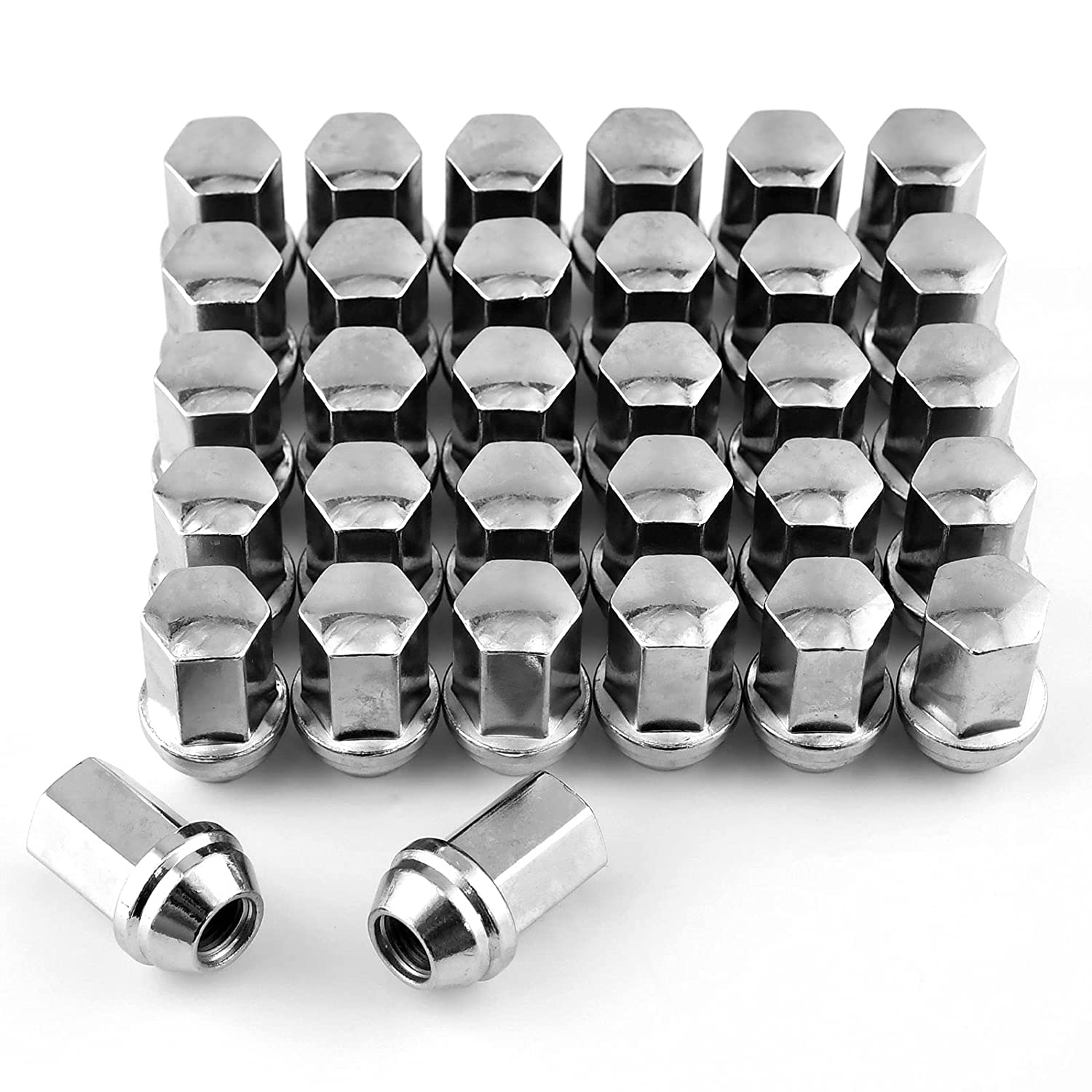 ECCPP 14mmx1.5 Bulge Acorn Lug Nuts – 32pc Set, Black, Conical Seat, Ford F-250/F-350 Super Duty