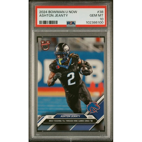 Graded 2024 Topps Bowman U Now Ashton Jeanty #38 Rookie RC Football Card PSA 10 Gem Mint