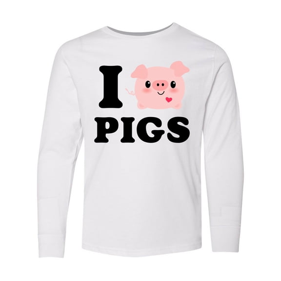 Inktastic I Love Pigs Long Sleeve Youth T-Shirt
