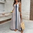 thumbnail image 5 of CIENVNSTG Summer Dresses for Women 2026 U Neck Sleeveless Casual Midi Dress Striped Printed Beach Vacation Sundresses with Pockets Navy M, 5 of 5