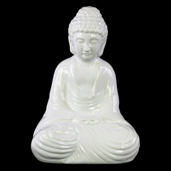 Urban Trends Collection: Ceramic Buddha Figurine, Gloss Finish, White