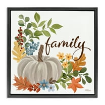 Stupell Industries Autumnal Family Pumpkin Holiday Painting Black Floater Framed Art Print Wall Art, 25 x 25