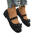 thumbnail image 5 of Willtoo Women Polka Dot Bow Mary Jane Flats Round Toe Elastic Strap Slip On Canvas Shoes Lightweight Soft Sole Casual Ballet Flats, 5 of 6