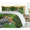 thumbnail image 5 of Ambesonne Tiger Duvet Cover Sets, Siberian Wild Cat in Lake, 2-Queen, Fern Green Pale Brown, 5 of 7