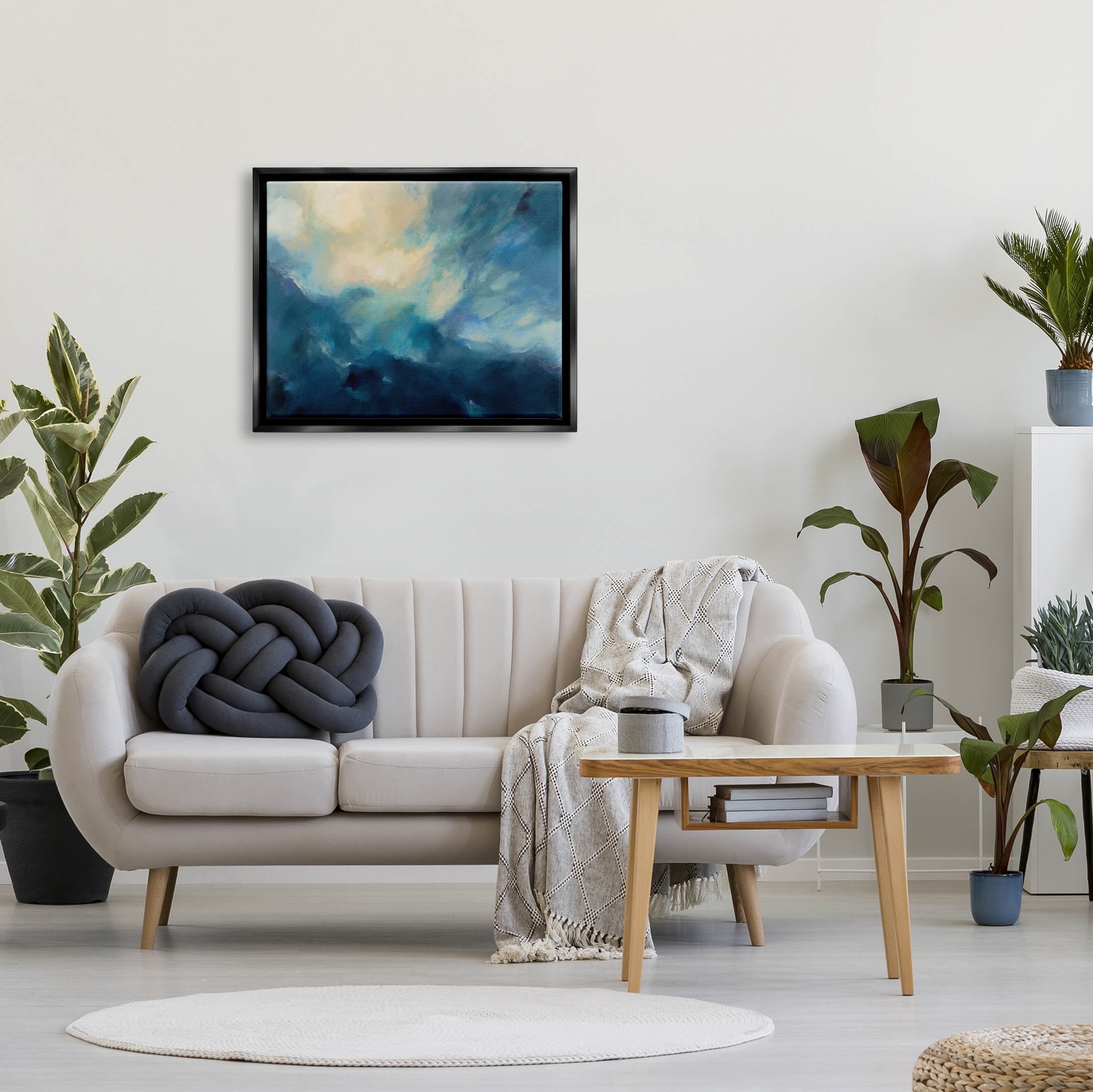 Stupell Industries Abstract Night Sky Scene Graphic Art Jet Black Floating Framed Canvas Print Wall Art, Design by Dina D'Argo
