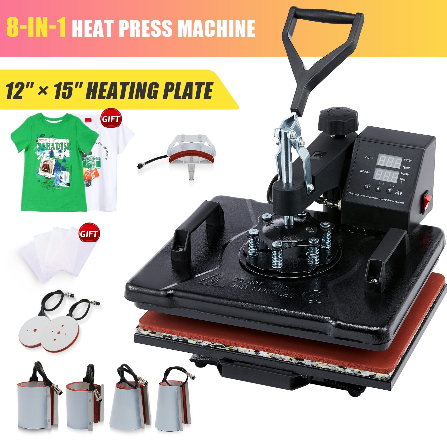 Details about   12"x15" 8IN1 Combo T-Shirt Heat Press Transfer Machine Sublimation Swing Away US 