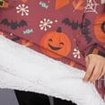 thumbnail image 3 of Oversized Wearable Blanket Hoodie,Halloween Happy Halloween Icons Sherpa Blanket Hoodie with Super Pockets,Super Warm Fuzzy Pullover for Women & Men, 3 of 6