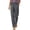 Gray, variant on Womens Solid Faux Linen Straight Leg Ankle Pants Oversized Square Front Patch Pockets Full Wrap Elastic High Waist Wrinkle Resistant Lightweight Breathable Trousers