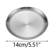 Beautynvta Stainless Steel Plates, 5.51 In Stainless Steel Thickened Barbecue Plates, Lightweight Unbreakable Dinner Plates, Reusable and Dishwasher Safe, Silvery