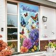 thumbnail image 6 of YaoZQ Spring Welcome Door Banner, Colorful Butterflies and Hydrangea Flowers Scene, Nature Seasonal Front Door Hanging Decor, Blue, 35 x 71 in, 6 of 7