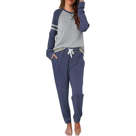 

CoCopeaunt Womens Sweatsuits 2 Piece Outfit Sweatpants Loungewear Jogger Pajama Set Long Sleeve Pullover Drawstring Pants