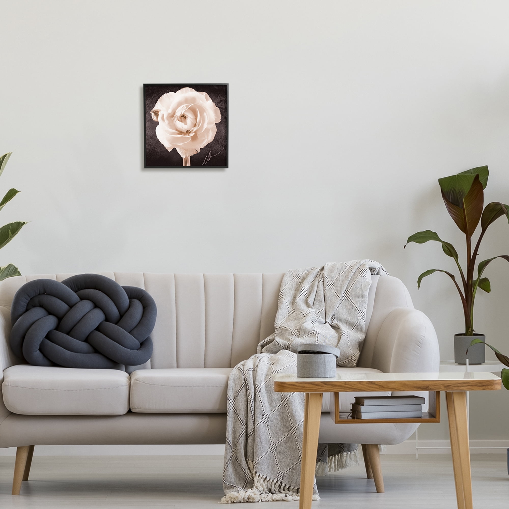 Stupell Industries Vintage Rose Bloom Botanical & Floral Painting Black Framed Art Print Wall Art, 12 x 12