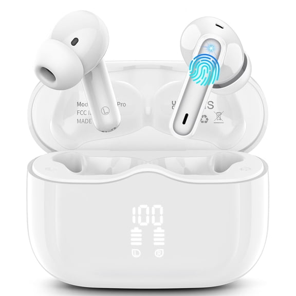 Wireless Earbuds, Bluetooth 5.4 Headphones in Ear with 4 ENC Noise Cancelling Mic, Wireless Earphones HiFi Stereo Deep Bass 40H Playtime, In-Ear Bluetooth Earbuds LED Display IP7 Waterproof