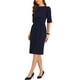 thumbnail image 4 of Vestido Ruched INSPIRE CHIC para mujer, vestido de trabajo de manga corta, tendencia en azul marino, 4 of 6